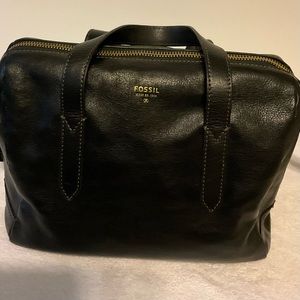 Fossil Pebbled Black Leather Handbag